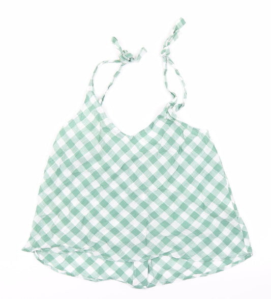 MNG Womens Green Check Camisole Blouse Size S