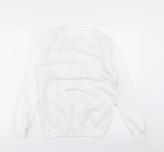 LCN angel Womens White Floral Pullover Sweatshirt Size M