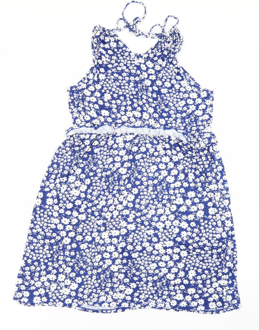 George Womens Blue Floral Skater Dress Size XS