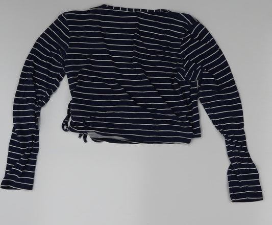 HEARTBREAK Womens Blue Striped Basic T-Shirt One Size