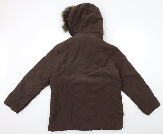 Casual Club Womens Brown Overcoat Coat Size 16