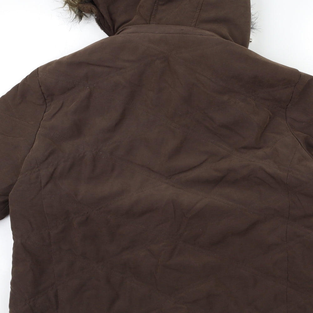 Casual Club Womens Brown Overcoat Coat Size 16