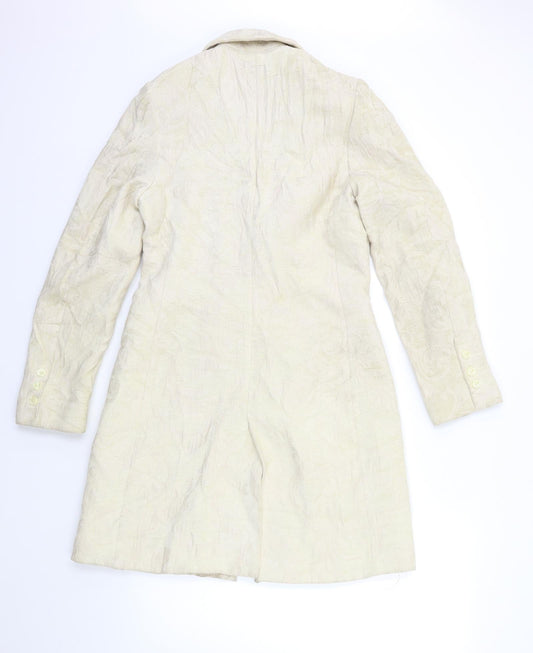 picotazos Womens Beige Floral Overcoat Coat Size 12