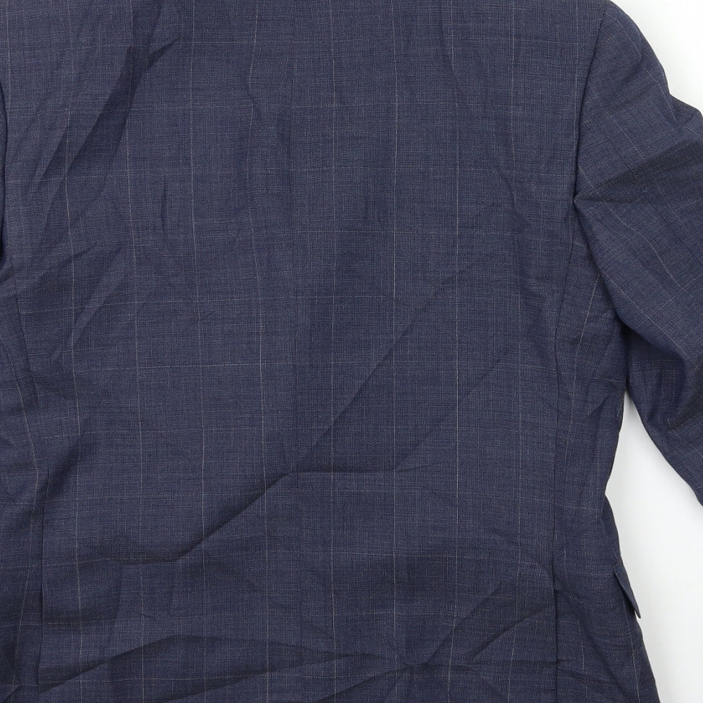 Marks and Spencer Mens Blue Check Jacket Suit Jacket Size 36
