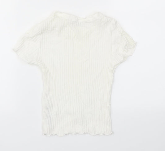Zara Girls White Basic T-Shirt Size S