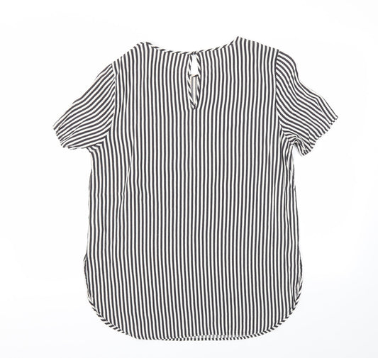 H&M Womens Black Striped Basic T-Shirt Size 12
