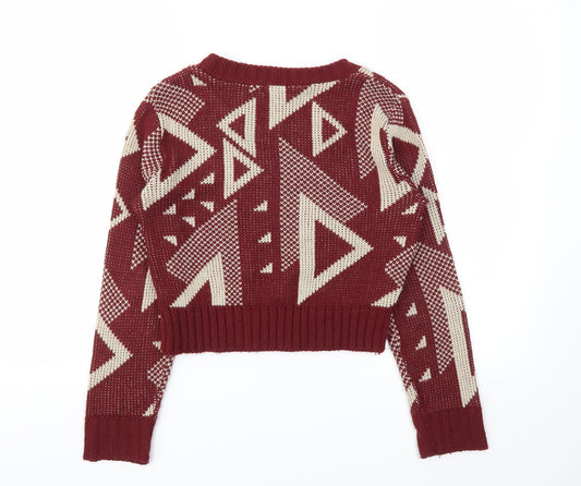 Why Not Womens Red Argyle/Diamond Pullover Jumper Size S