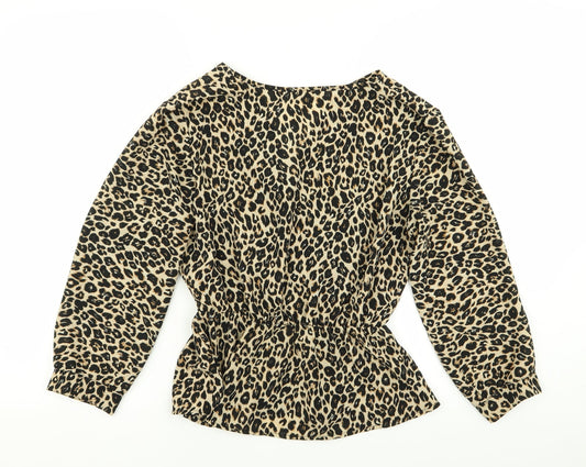 Boohoo Womens Multicoloured Animal Print Basic Blouse Size 10