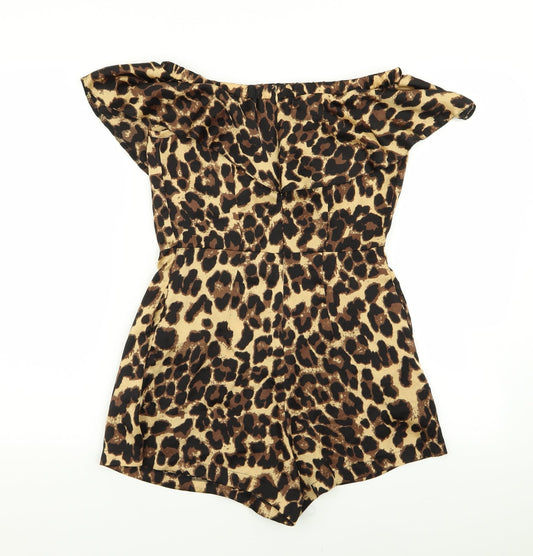 New Look Womens Multicoloured Animal Print Playsuit One-Piece Size 8