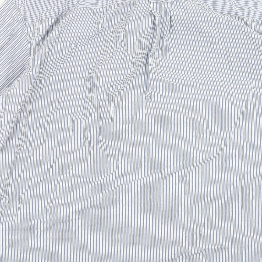 Marks and Spencer Mens Blue Striped Button-Up Size L - Tailored fit