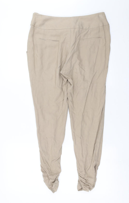 Dorothy Perkins Womens Beige Trousers Size 10 L28 in - ruched ankles