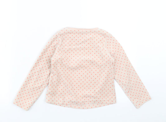 Vertbaudet Girls Pink Polka Dot Pullover Jumper Size 5 Years