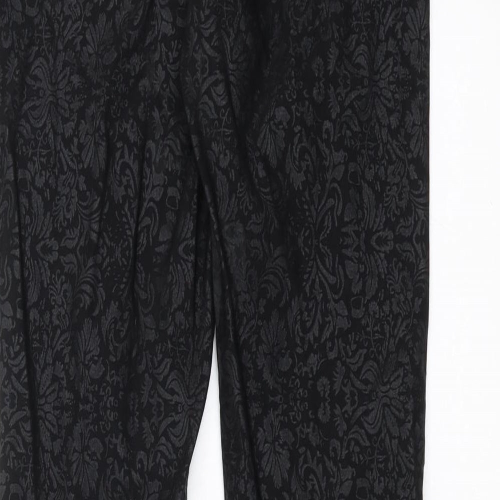 Ribbon Womens Black Floral Trousers Size 8 L29 in
