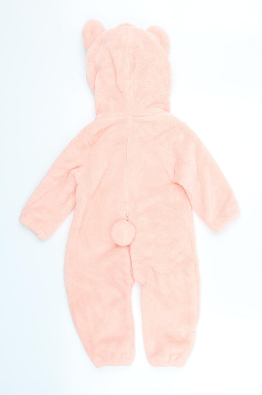 Preworn Girls Pink Fleece Cami One Piece Size 5-6 Years - Bear