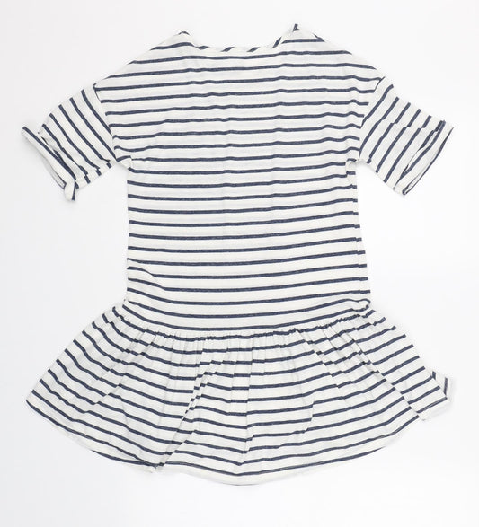 NEXT Girls White Striped T-Shirt Dress Size 9 Years