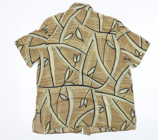 Design essentials Womens Brown Floral Basic Button-Up Size 16