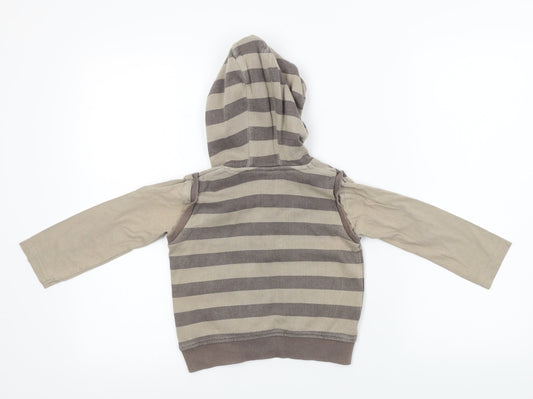 Matalan Boys Brown Striped Pullover Hoodie Size 2-3 Years