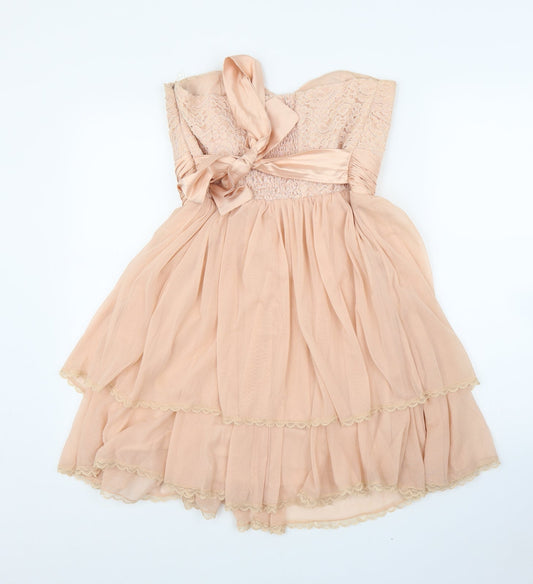 Preworn Girls Pink Floral A-Line Size XL