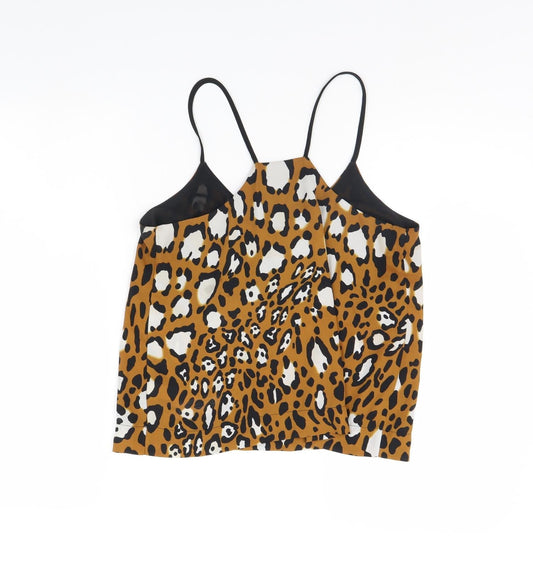 Topshop Womens Brown Animal Print Cropped Tank Size 8