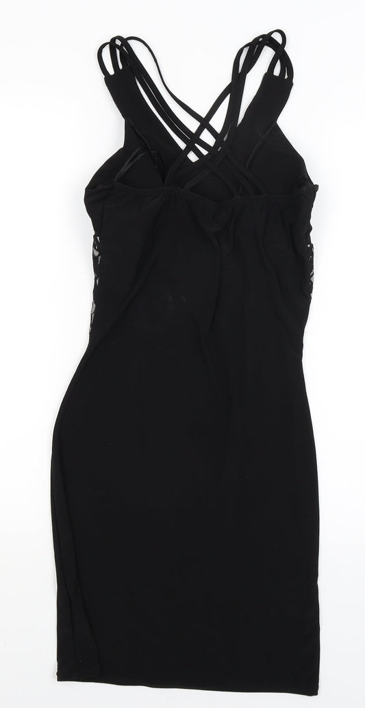 Progress Womens Black Floral Bodycon Size 6