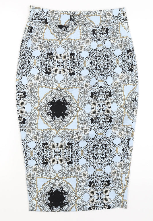 River Island Womens Blue Floral Straight & Pencil Skirt Size 6