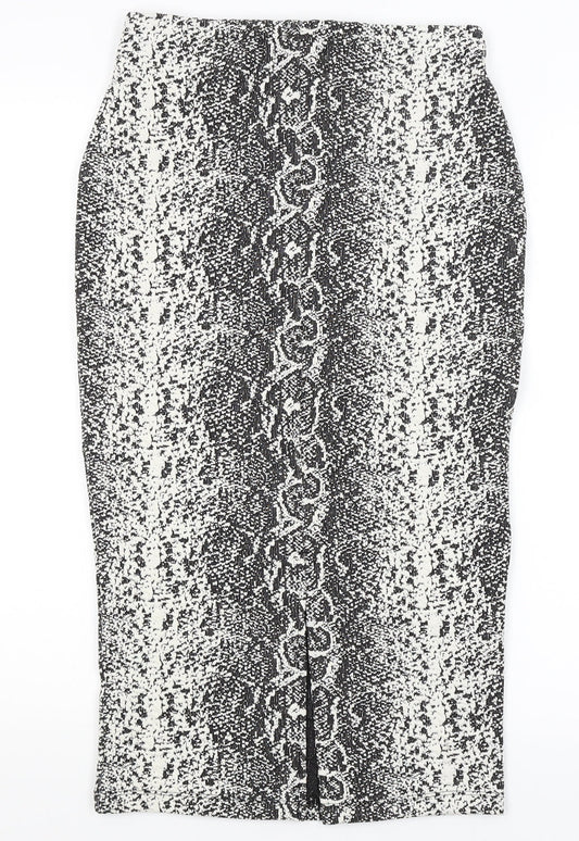 M&S Womens White Animal Print Straight & Pencil Skirt Size 8