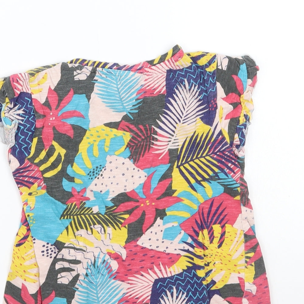 Brand and care label for Zara girls’ multicoloured floral basic t-shirt, size 6, years