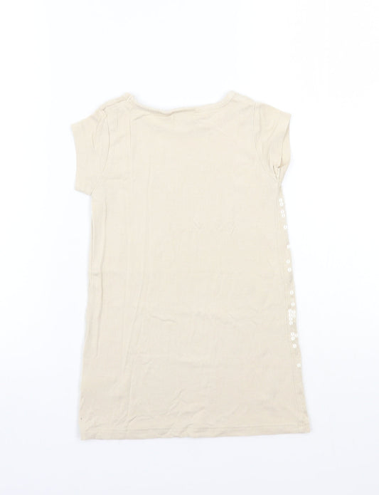 NEXT Girls Beige Rayon Basic T-Shirt Size 4 Years