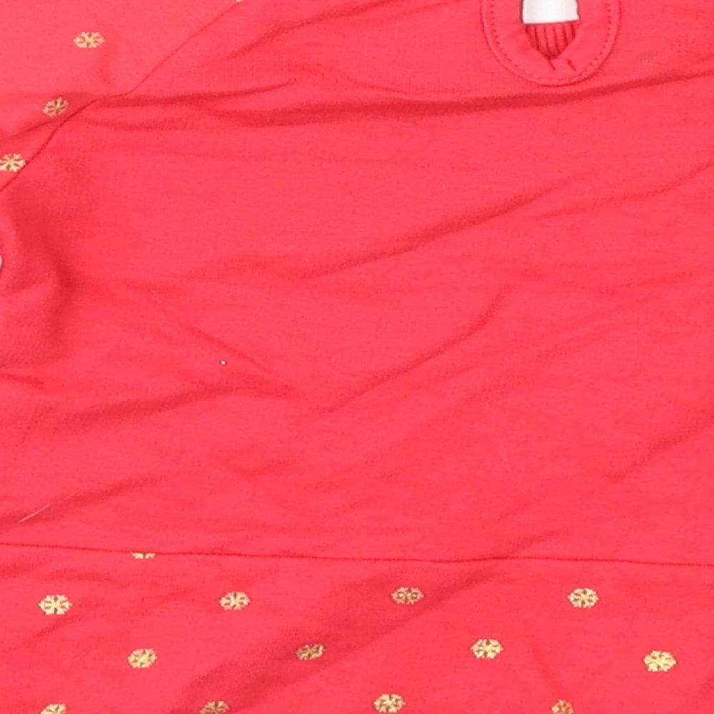 Brand and care label for Pep&Co girls’ red geometric fit & flare, size 6-9, months - xmas
