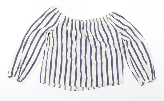 Miss Selfridge Womens Blue Striped Basic Blouse Size 10