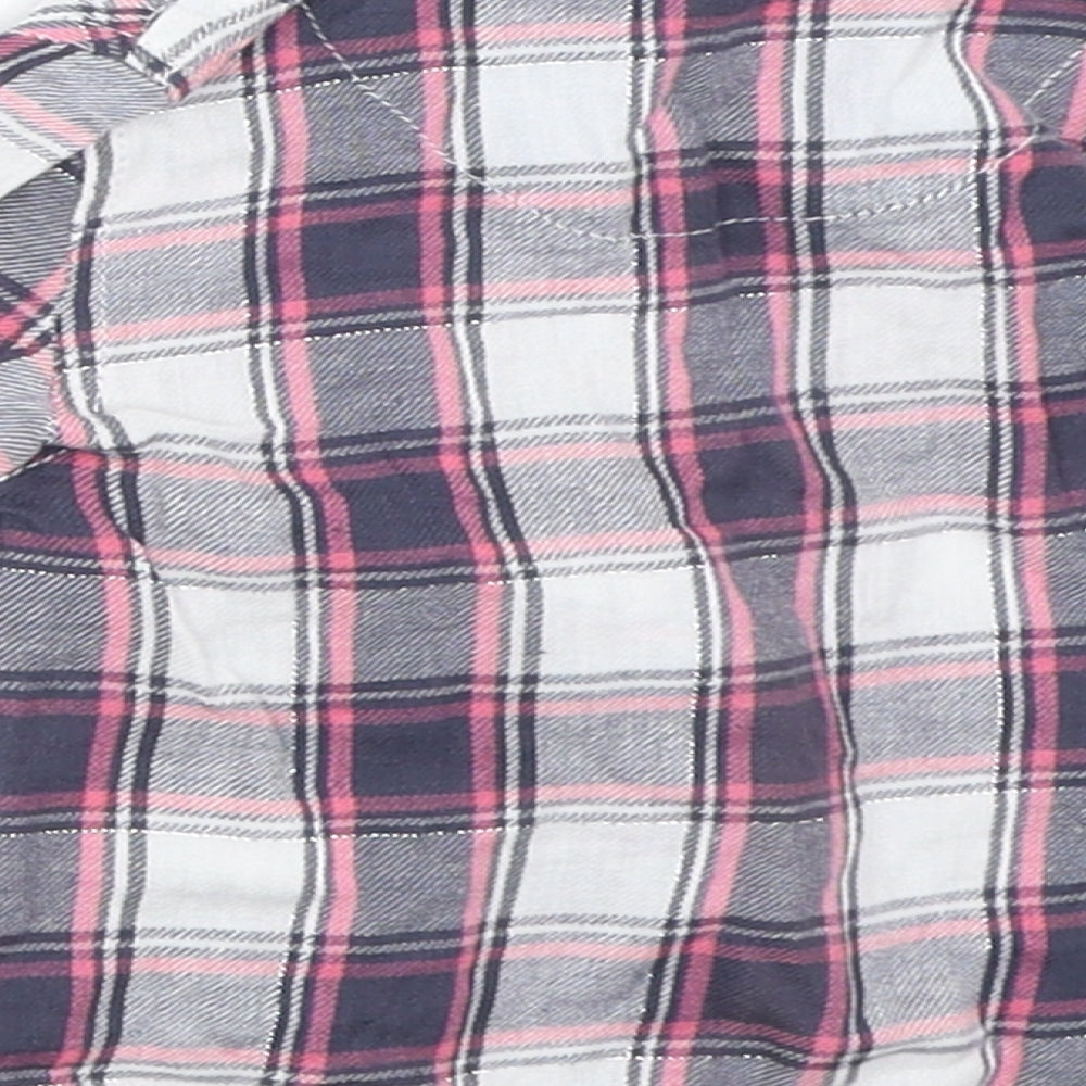 Brand and care label for Primark girls’ grey check basic button-up, size 6-9, months