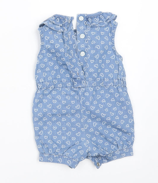 Earlydays Girls Blue Denim Romper One-Piece Size 0-3 Months