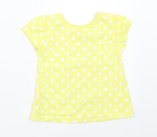 George Girls Yellow Polka Dot Basic T-Shirt Size 0-3 Months