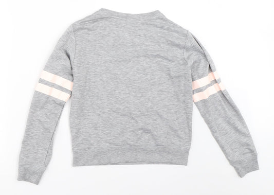 New Look Girls Grey Pullover Sweatshirt Size S