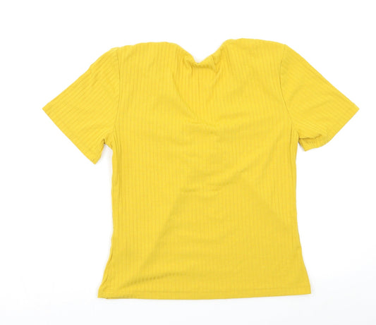 Pieces Womens Yellow Basic Blouse Size XL
