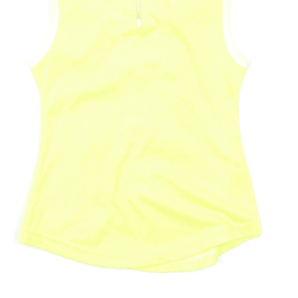 Brand and care label for Preworn girls’ yellow floral basic blouse, size 2-3, years