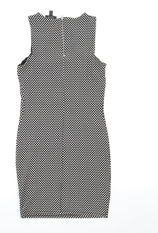 NEXT Womens Black Polka Dot Bodycon Size 10