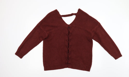 New Look Womens Orange Knit Pullover Jumper Size M