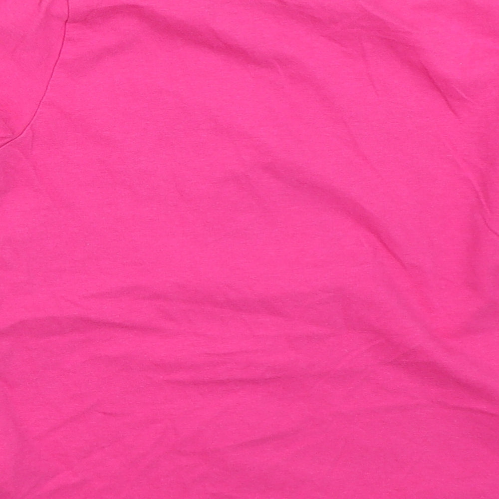 Brand and care label for Pep&Co girls’ pink basic t-shirt, size 9-10, years - unicorn shake