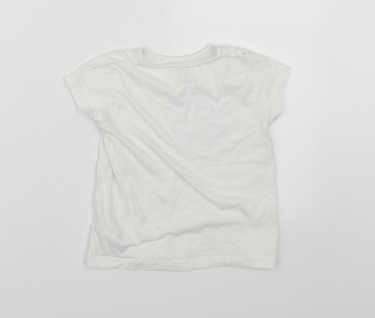 Primark Girls White Basic T-Shirt Size 3-4 Years - Seashell