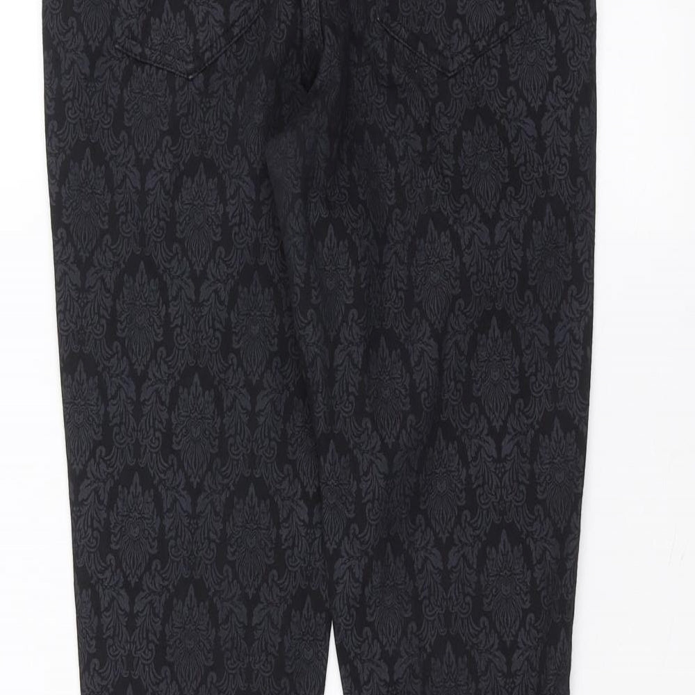 Brand and care label for Denim & Co. women’s black skinny jeans, size UK 8, 29-inch leg