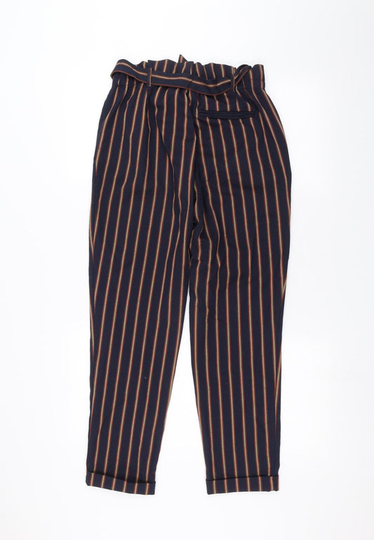 Zara Womens Blue Striped Trousers Size S L25 in