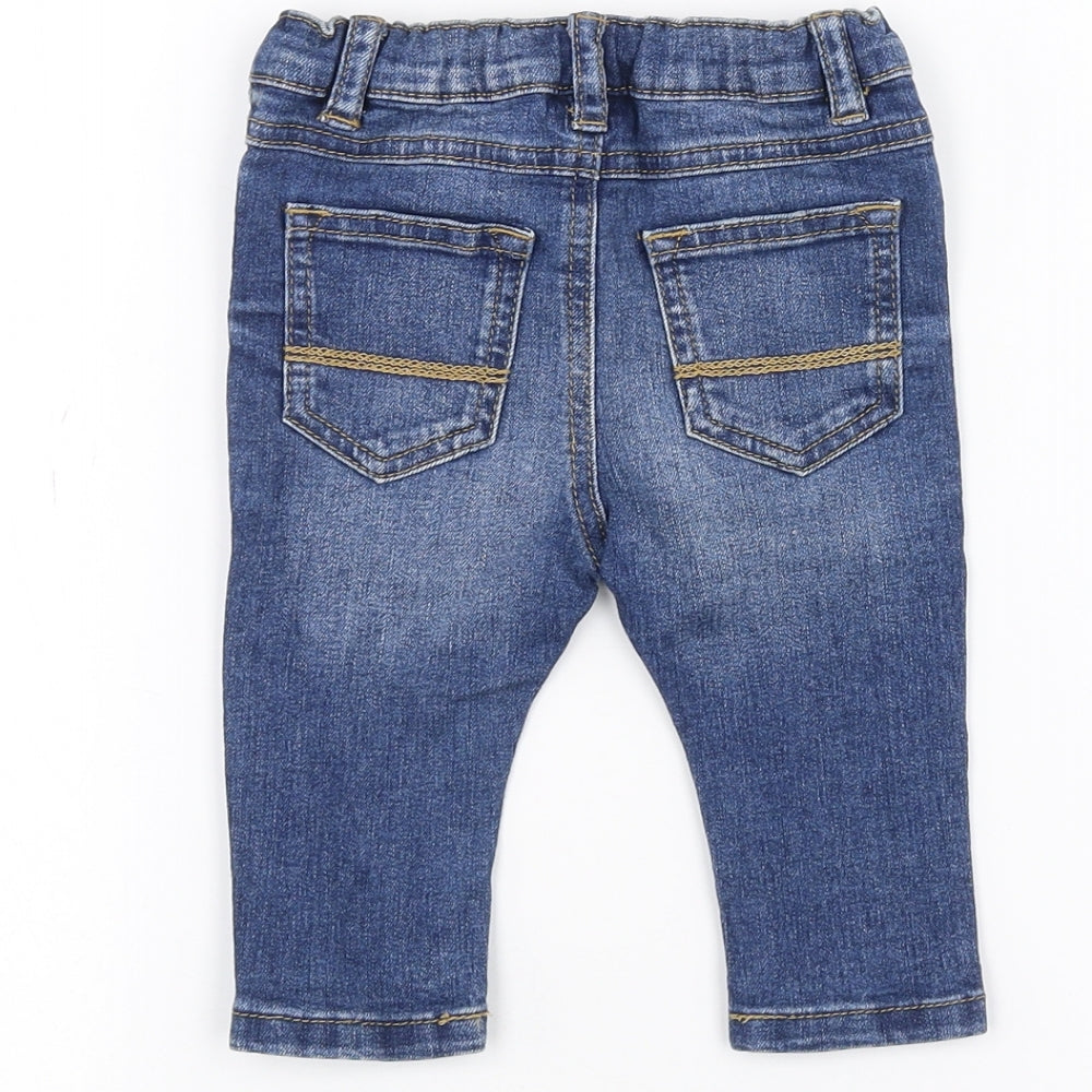Brand and care label for Next Baby Blue Snow Pants Jeans, size 3-6, Months