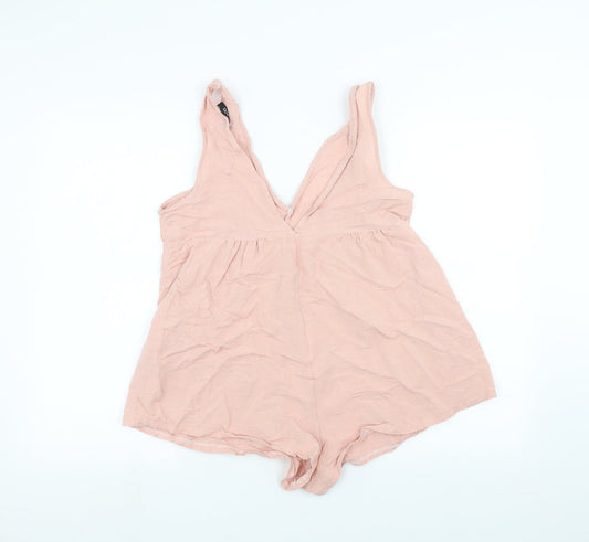 Boohoo Womens Pink Bodysuit One-Piece Size 10
