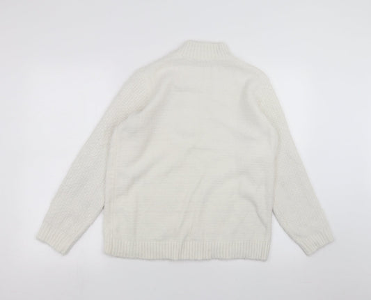 Peacocks Womens White Pullover Jumper Size M