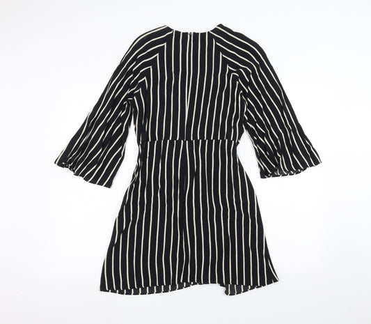 Topman Womens Black Striped A-Line Size 10