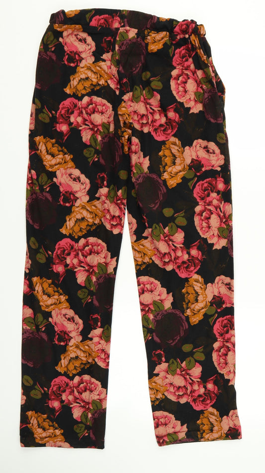 NEXT Womens Black Floral Trousers Size XS L34 in