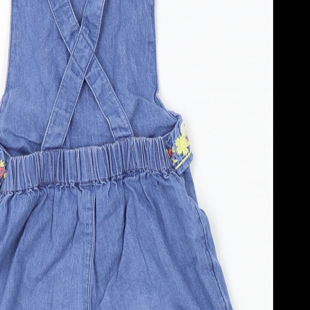 George Girls Blue Dungaree One-Piece Size 18-24 Months - flower trim