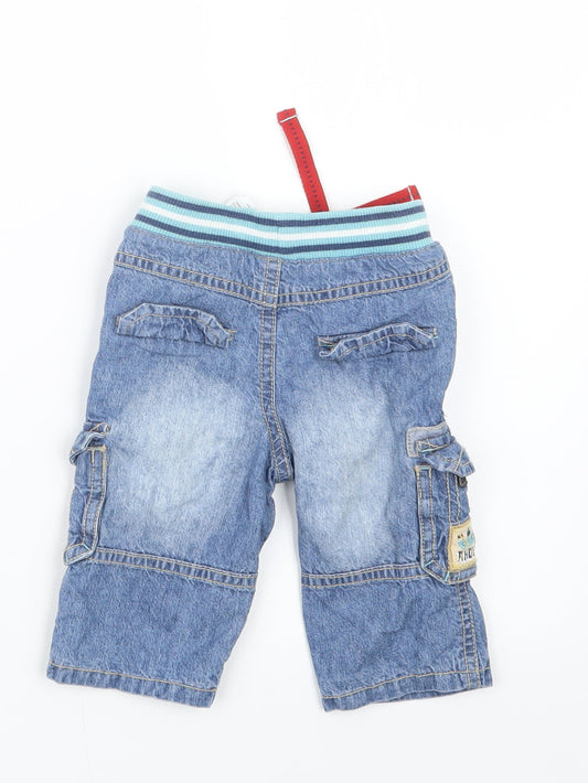 Marks and Spencer Boys Blue Denim Cargo Jeans Size 3-6 Months