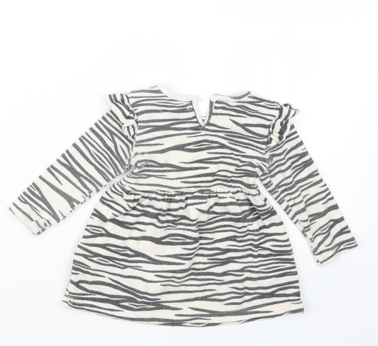 Primark Girls Black Animal Print T-Shirt Dress Size 9-12 Months